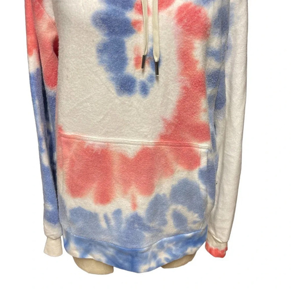 FEAT BlanketBlend Tie Dye Americana Red White‎ Blue Unisex Men's Hoodie Small - Picture 3 of 9